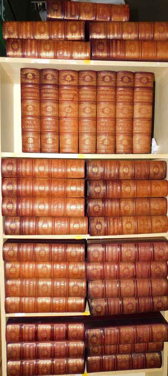 The Encyclopaedia Britannica, ninth and tenth editions, 34 vols, gilt tooled half red morocco,
