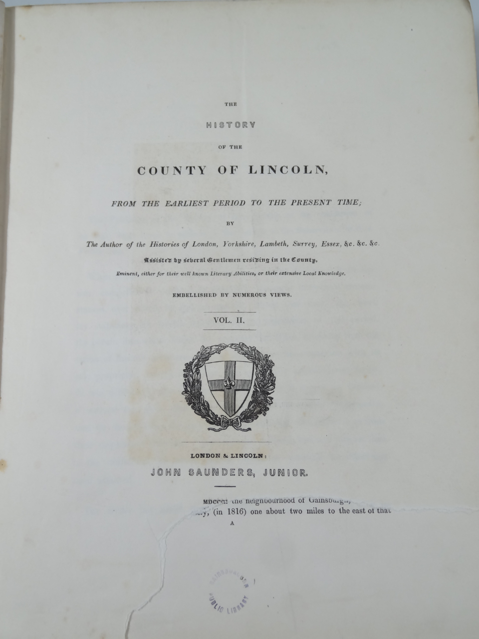 Allen (Thomas) The History of the County of Lincoln, 2 vol., engraved frontispiece, 38 plates and - Image 3 of 4