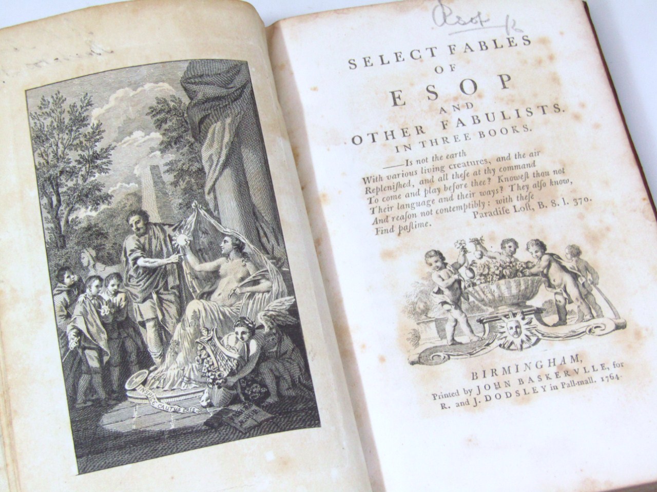 Baskerville Press.- Aesop.- Select Fables of Esop and Other Fabulists… engraved frontispiece and - Image 2 of 2