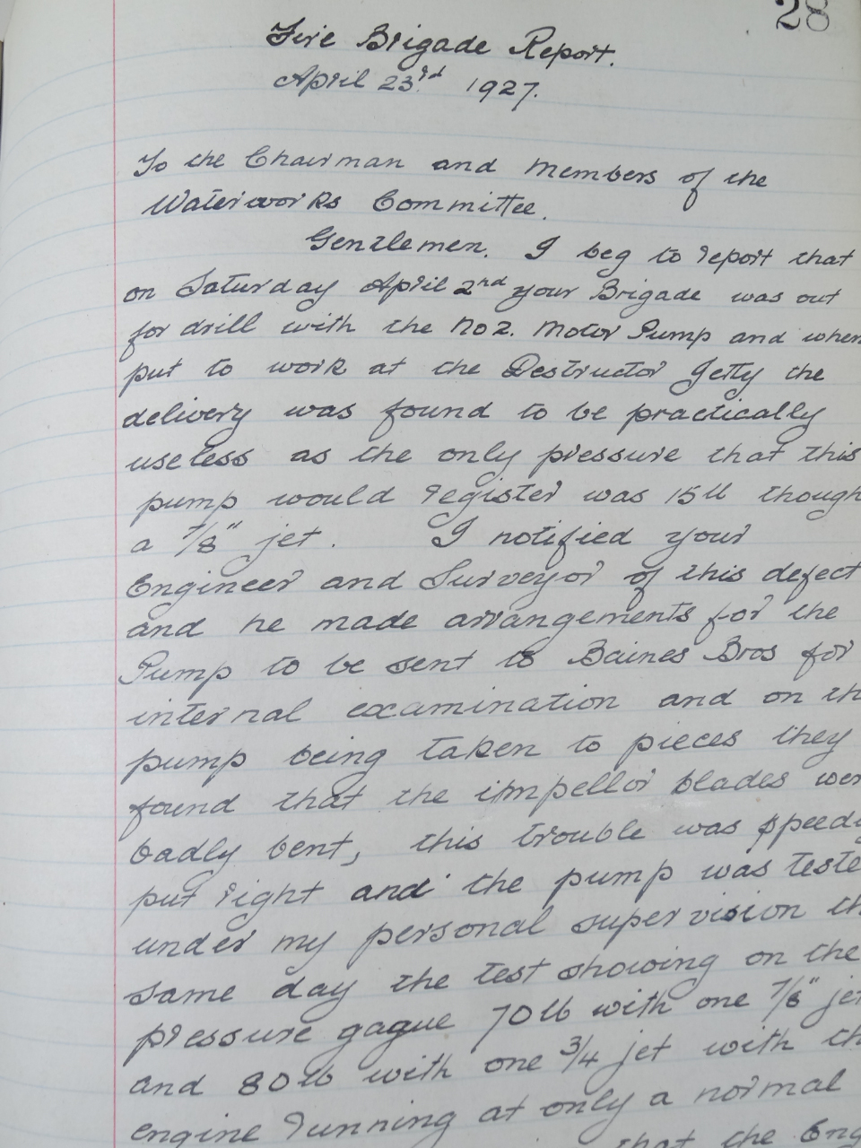 Gainsborough.- FIRE BRIGADE CAPTAIN'S REPORTS 2 ms diaries containing hand-written reports July - Image 3 of 3