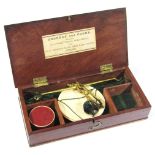 A 19thC mahogany cased set of pocket apothecary scales, with weights and labelled for Godfrey and