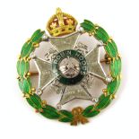 The Robin Hood regimental brooch, The Sherwood Foresters, coloured enamels and tiny diamond