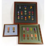 Various cased medals, to include a WWI two medal group marked PTE J Taylor Staff R, a quantity of