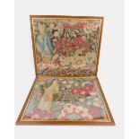 Two 18thC tapestry panels with Chinese subjects, with some petit point detail, framed as a pair,