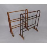 Two Victorian beech towel rails, 67cm and 72cm long.