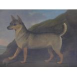 19thC English School. Study of a dog in a landscape, in a standing pose with its paw on a dead