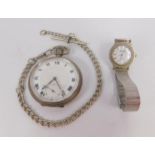 A George V gentleman's silver cased pocket watch, open faced, keyless wind, white dial bearing Roman