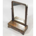 An 18thC mahogany and chequer banded dressing table mirror, the rectangular plate with a reeded slip