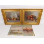 B Bauckham (early 20thC). Still Life of fruit, pair of oils on board, signed, 19cm x 24cm, and two