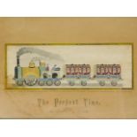 A Victorian Stevenograph 'The Present Time', 60 Miles an Hour, mounted and framed, 13cm x 20cm.