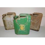 Three WWII BMB petrol cans, 1944-45.