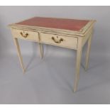 A 19thC mahogany side table, with two frieze drawers on tapered legs.