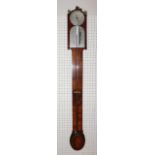 A 19thC walnut and mahogany stick barometer, with maker's dial Carter Ripon, with oval shell patera,