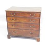 A George III mahogany chest of drawers, the top with a moulded edge over four graduated drawers,