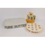 A Parnell & Sons Ltd white glazed pottery 'Pure Butter' advertising stand, 38.5cm x 28.5cm, white