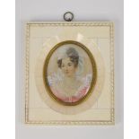 After Jean-Baptiste Isabey (1767-1855). Portrait of Empress Elizabeth Alexeievna, miniature