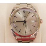 A gentleman's Omega Seamaster stainless steel wristwatch, silvered dial with date aperture, No