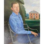 Timothy Easton (b.1943). Portrait of John Hewley Baines, seated in the grounds in front of Bell