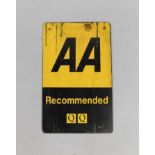 An AA Recommended QQ black and yellow metal wall plaque, 30cm x 19cm.