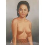 Darsonja (20thC). Half length nude portrait of a lady, pastel, signed, 73cm x 56cm.