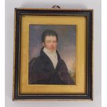 W Robertson (19thC). Portrait of George Gibson Esq., half length miniature, attributed verso,