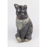 A plaster early 20thC figural door stop modelled as a seated cat, 34cm high.