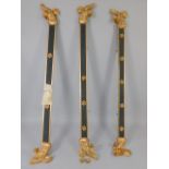 Three Regency styles pelmets, with gilt scroll work