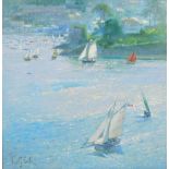 Timothy Easton (b.1943). 'Fowey Regatta before the Polruan blockhouse', oil on canvas, signed and