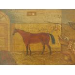 English School (20thC). Horse in a stable, after a 19thC study, oil on board, 25.5cm x 35.5cm.