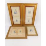 Seven Qing Dynasty late 19thC watercolours on paper of artisans, framed and glazed, each 9cm x 5.