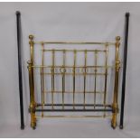 A Victorian brass double bed with side irons, 141cm wide x 204cm long.