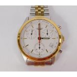 A gentleman's Longines chronograph bi-colour stainless steel wristwatch, white dial with date