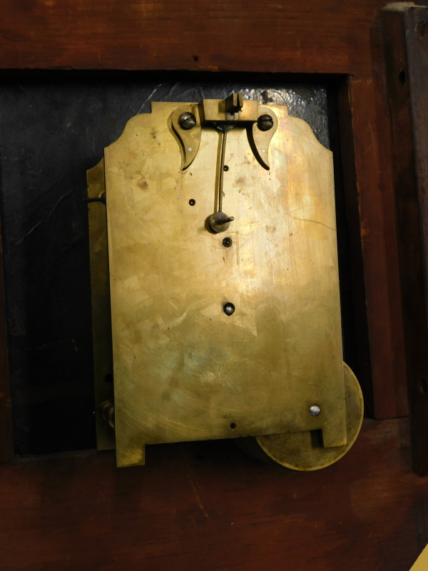 H. Kellett, Bradbury. A late 19thC drop dial wall clock, the figured mahogany case carved with - Bild 3 aus 4