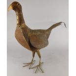 A modern wrought iron and welded sculptural model of a pheasant