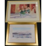 After Stuart Yankell. Roses in a Red Room, print and a limited edition print depicting view of the