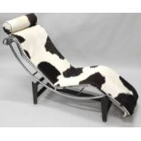 A chrome plated Le Corbusier LC4 chaise longue, designed by Charlotte Perriand and Pierre Jeanneret,