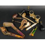 A collection of items, to include pipes, thistle head, Meerschaum etc., Abalone shell and gilt metal