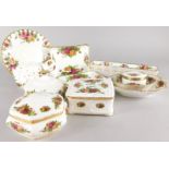 Miscellaneous items of Royal Crown Derby Old Country Roses, to include a duck, pin trays etc.
