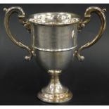 A George V silver two handled cup, engraved Presented to Louth Cottage Garden and Allotments