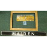 Various enamel type signs etc., to include a street sign from Maiden, an Eagle Star Insurance office