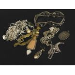 A quantity of silver and other jewellery, to include stone set necklaces, charm bracelets, earrings,