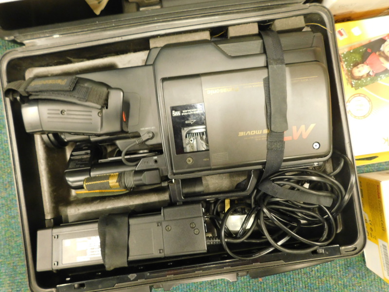 A Panasonic M7 VHS movie camera with accessories, in a fitted case, and other similar items to - Image 2 of 3