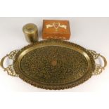 Various Indian items, to include an early 20thC rosewood and mother of pearl inlaid box, a two
