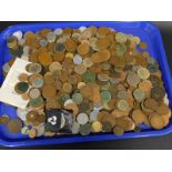 A large quantity of British and foreign copper and nickel silver coins etc.