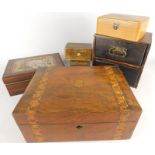 A collection of boxes, to include a small collector's chest with two drawers, Japanese cigarette