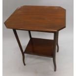 A mahogany occasional table, the rectangular top with canted corners above an undertier, on