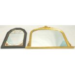 A modern gilt overmantel mirror, with a pierced crest, 120cm wide and another mirror inset with