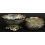 Two items of Eastern white metal, to include a small sugar bowl, stamped silver and an embossed