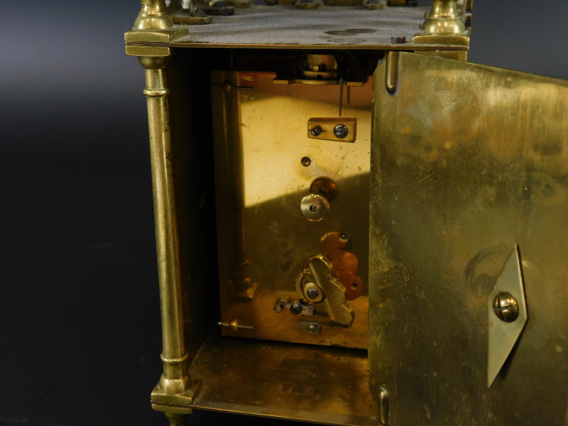 After Thomas Mudge. A brass lantern clock, the movement with escapement etc., 26cm high - Image 3 of 3