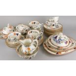 An early 19thC Ironstone part dinner and tea service, printed with oriental scenes with a tiger,